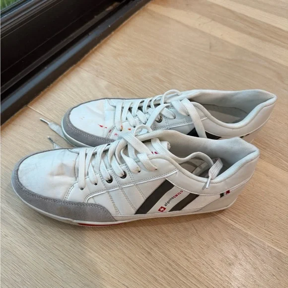 Alpine Swiss White and Gray Men’s Shoes - Picture 1 of 4